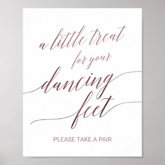 Elegante Rose Gold Calligraphy Tanzfeet Sign Poster (Vorne)