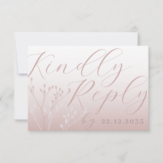 Elegante Rose Gold Calligraphy UAWG Wedding RSVP Karte (Vorderseite)