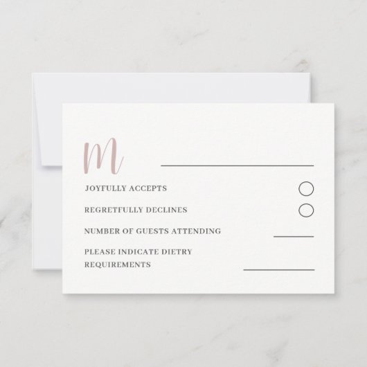 Elegante Rose Gold Calligraphy UAWG Wedding RSVP Karte (Rückseite)