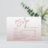 Elegante Rose Gold Calligraphy UAWG Wedding RSVP Karte (Stehend Vorderseite)
