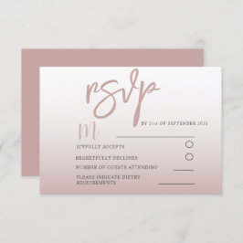 Elegante Rose Gold Calligraphy UAWG Wedding RSVP Karte
