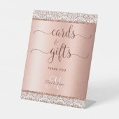Elegante Rose Gold Calligraphy Wedding Cards Gesch Sockelschild (Vorderseite)