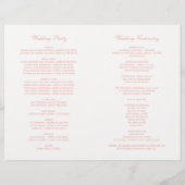 Elegante Rose Gold Calligraphy Wedding Programs (Rückseite)