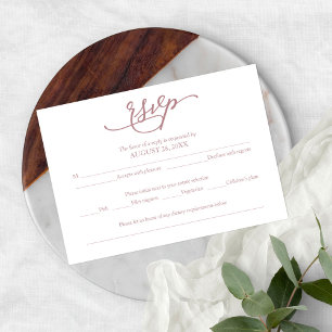 Elegante Rose Gold Calligraphy Wedding RSVP Karte