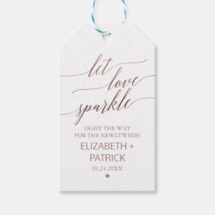 Elegante Rose Gold Calligraphy Wedding Sparkler Ta Geschenkanhänger