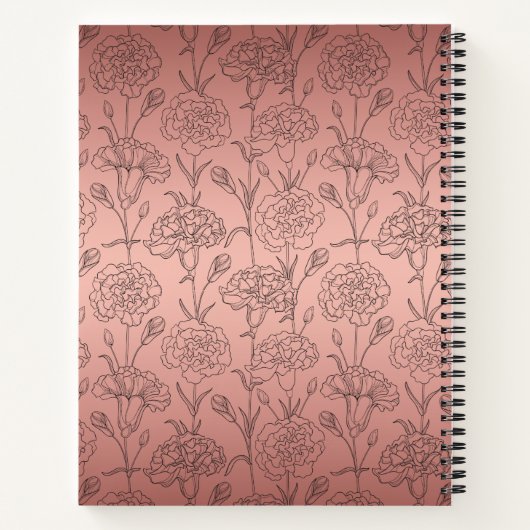 Elegante Rose Gold Carnation Dankesblatt Notizblock (Rückseite)
