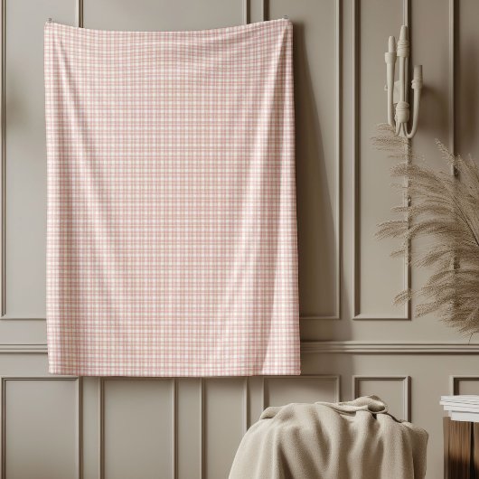 Elegante Rose Gold Checkered Throw Blanket Fleecedecke