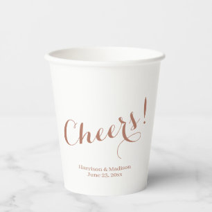 Elegante Rose gold Cheers benutzerdefinierte Skrip Pappbecher
