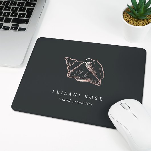 Elegante Rose Gold Conch Muschel Mousepad