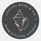 Elegante Rose Gold Conch Muschel Personalisiert Runder Aufkleber (Vorderseite)