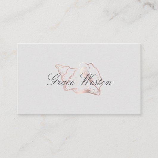 Elegante Rose Gold Conch Muschel Script Visitenkarte (Vorderseite)