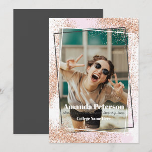 Elegante Rose Gold Confetti Abschluss Ankündigung
