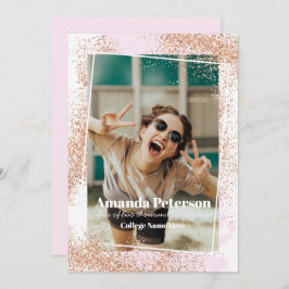 Elegante Rose Gold Confetti Abschluss Ankündigung