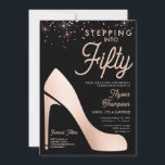 Elegante Rose Gold Confetti High Heel 50. Geburtst Einladung<br><div class="desc">Feiern Sie stilvoll mit dieser schicken 50. Geburtstagseinladung! Mit bedruckten Rose Gold Confetti für eine Touch Glitzer und einer atemberaubenden High Heel Silhouette auf diesem eleganten Design für eine vollkommene und elegante Überraschung 50 Geburtstag Party. Das moderne und raffinierte Design wird Ihre Veranstaltung unvergesslich machen. Passen Sie mit dem Namen,...</div>