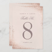 Elegante Rose Gold Confetti Hochzeiten Tischnummer (Vorne/Hinten)