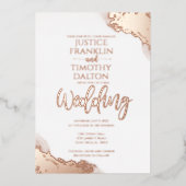 Elegante Rose Gold Corner Border Wedding Folieneinladung (Vorderseite)
