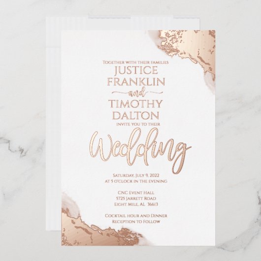 Elegante Rose Gold Corner Border Wedding Folieneinladung (Briefumschlag)