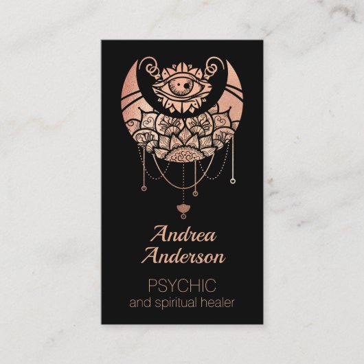 Elegante Rose Gold Crescent Moon Visitenkarte (Vorderseite)