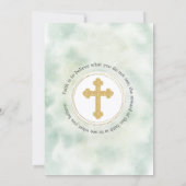 Elegante Rose Gold Cross Bestätigung Einladung (Rückseite)