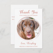 Elegante Rose Gold Custom Dog Foto Haustier Hochze Dankeskarte (Vorne/Hinten)