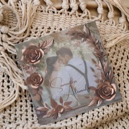 Elegante Rose Gold Custom Foto Luxuriöse Hochzeit Einladung
