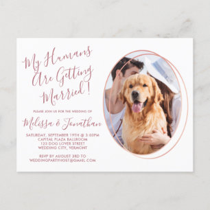 Elegante Rose Gold Custom Pet Foto Hochzeit Einladungspostkarte