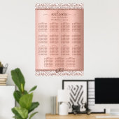 Elegante Rose Gold Damask Hochzeit 15 Seating Char Poster (Heimbüro)