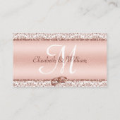 Elegante Rose Gold Damask Monogram Wedding Website Begleitkarte (Rückseite)