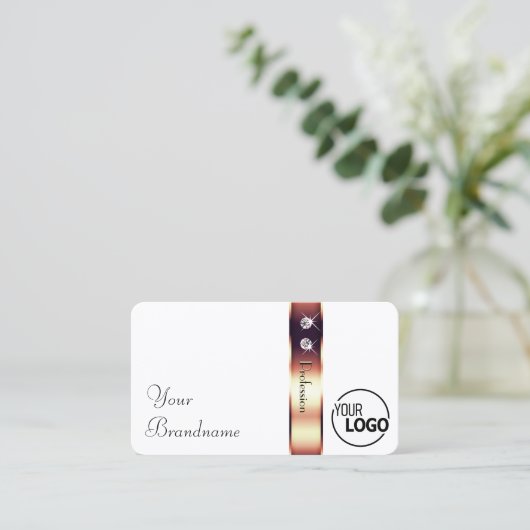 Elegante Rose Gold-Dekoration auf White Diamonds L Visitenkarte (Stehend Vorderseite)