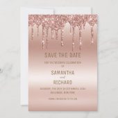 Elegante Rose Gold Diamant Glitzer Save The Date (Vorderseite)