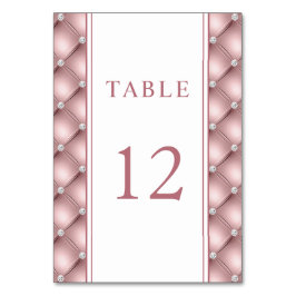 Elegante Rose Gold Diamant Tufted Wedding Tischnummer