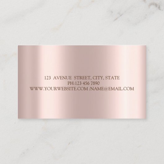 Elegante Rose Gold Diamanten, Blume, Bäckereiwerkz Visitenkarte (Rückseite)