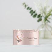 Elegante Rose Gold Diamanten, Blume, Bäckereiwerkz Visitenkarte (Stehend Vorderseite)