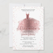 Elegante Rose Gold Diamond Quinceñera Kleid Einladung (Vorderseite)