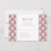 Elegante Rose Gold Diamond Tufted Wedding RSVP (Vorderseite)