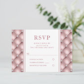 Elegante Rose Gold Diamond Tufted Wedding RSVP (Stehend Vorderseite)