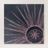 Elegante Rose Gold Doodles Sun Moon Mandala Design Puzzle (Horizontal)