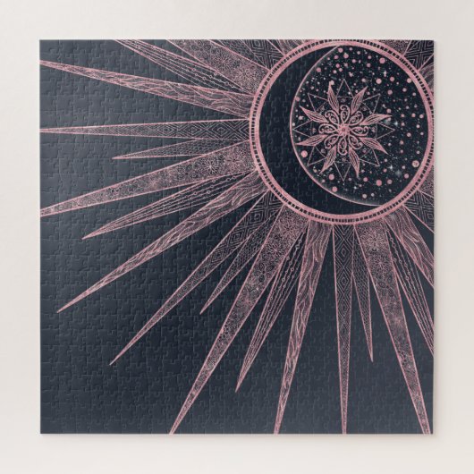 Elegante Rose Gold Doodles Sun Moon Mandala Design Puzzle (Vertikal)