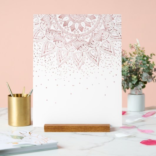 Elegante Rose Gold Dots Mandala Acrylschild (Hochzeit)
