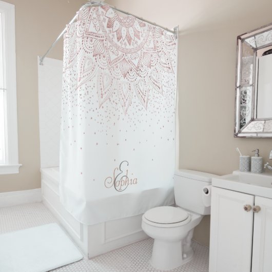 Elegante Rose Gold Dots Mandala Duschvorhang (Beispiel)