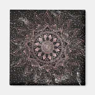 Elegante Rose Gold Dots Mandala Marmor Magnet