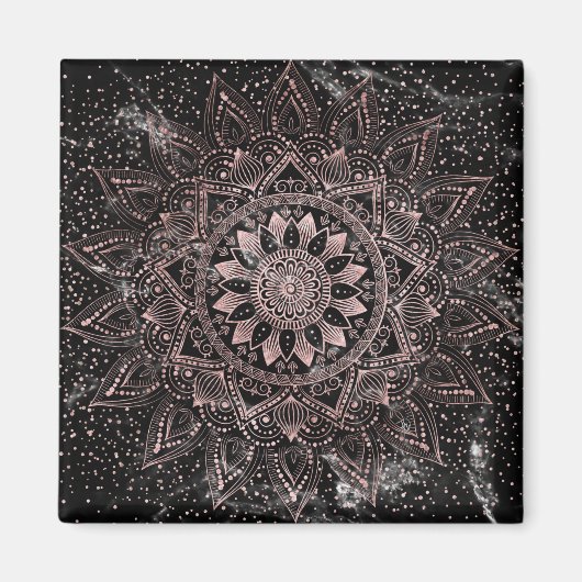 Elegante Rose Gold Dots Mandala Marmor Magnet (Vorne)
