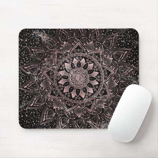 Elegante Rose Gold Dots Mandala Marmor Mousepad (Mit Mouse)