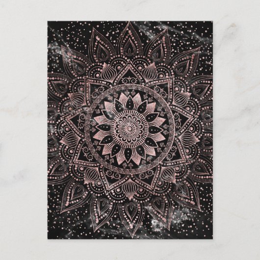Elegante Rose Gold Dots Mandala Marmor Postkarte (Vorderseite)
