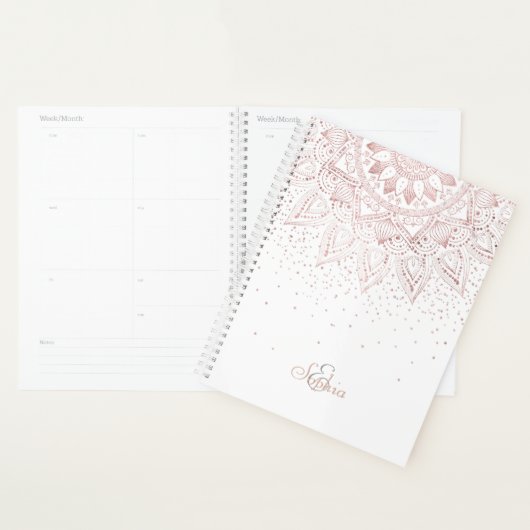 Elegante Rose Gold Dots Mandala Planer (Anzeige)