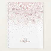 Elegante Rose Gold Dots Mandala Planer (Vorderseite)