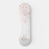 Elegante Rose Gold Dots Mandala Skateboard (Vorderseite)