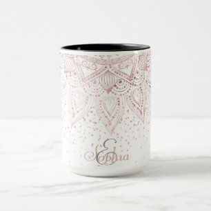 Elegante Rose Gold Dots Mandala Tasse