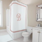 Elegante Rose Gold Double Border Script Monogram Duschvorhang (Beispiel)