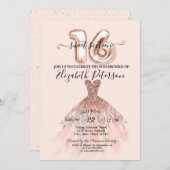 Elegante Rose Gold Dress Confetti Creme Sweet 16 Einladung (Vorne/Hinten)